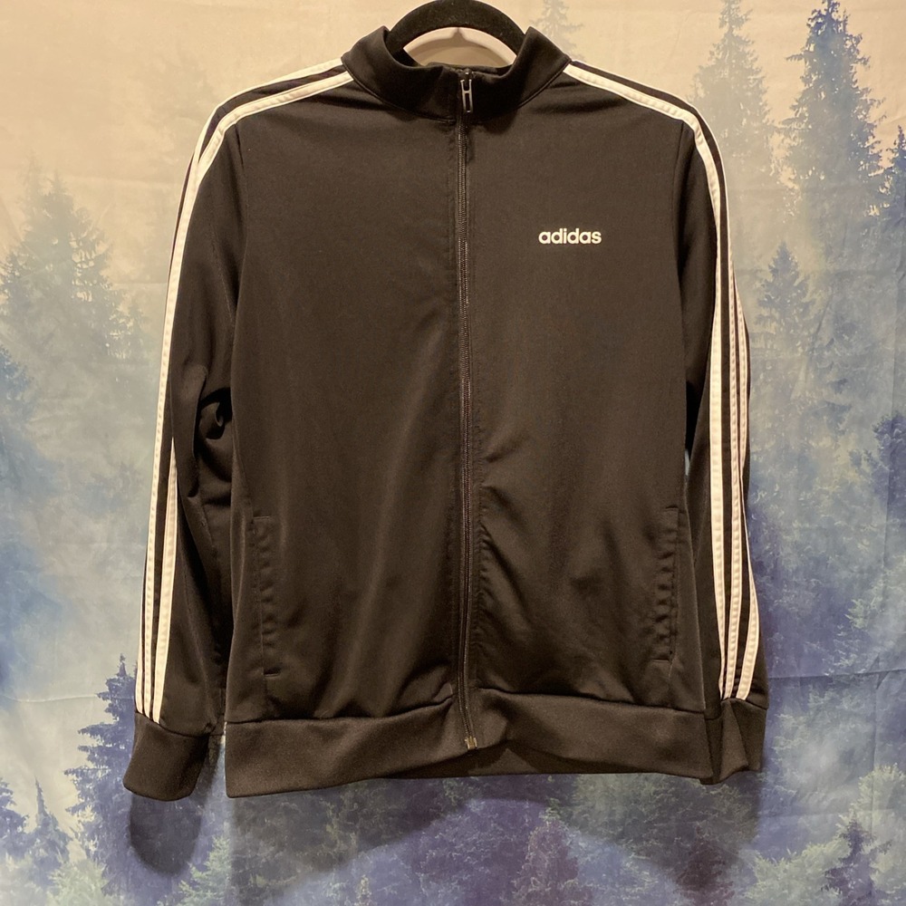 Adidas Essentials Tricot Track Jacket Youth Black White Size Large